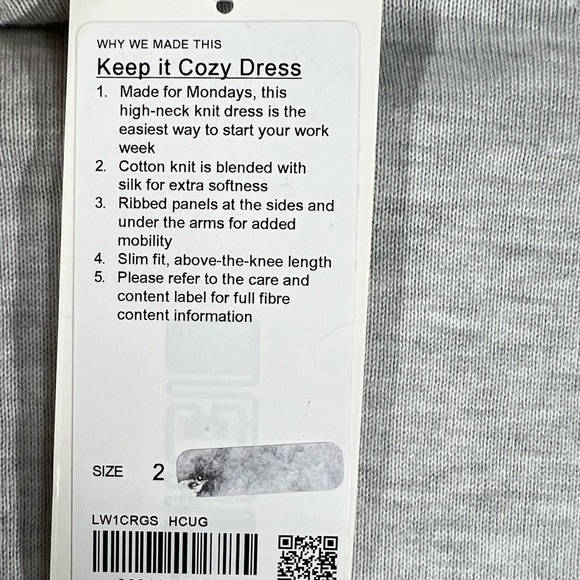 LULULEMON Grey "Keep it cozy dress" Fitted Knit stretch lightweight sweater 2 - Picture 4 of 10